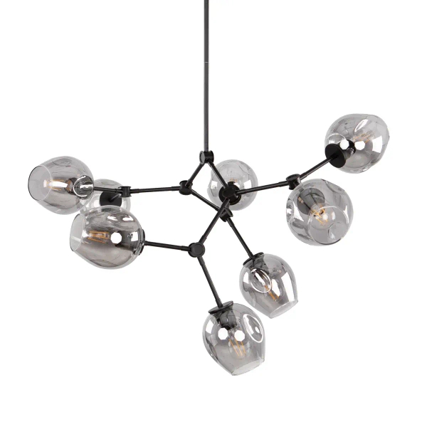 Molekułowa wisząca lampa Ferral PND-75075-8-BK-SG przydymiona czarna