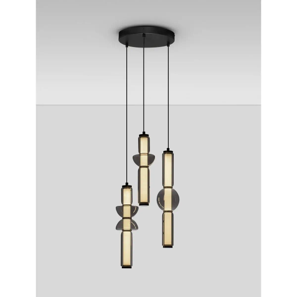 Potrójna lampa wisząca GLORICA LE45193 LED 37W 3000K szklana szara