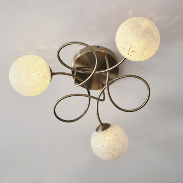 Sufitowa lampa do sypialni Delos 97647 szklane kule mosiądz