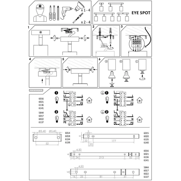 Ścienna LAMPA metalowa EYE SPOT 6136 Nowodvorski kinkiet OPRAWA reflektorki regulowane grafitowe