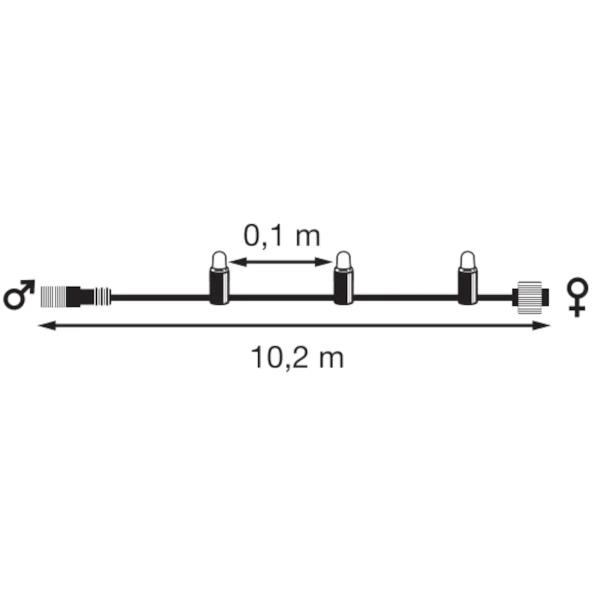 Światełka ogrodowe na choinkę 10m 100 LED 9,2W multikolor
