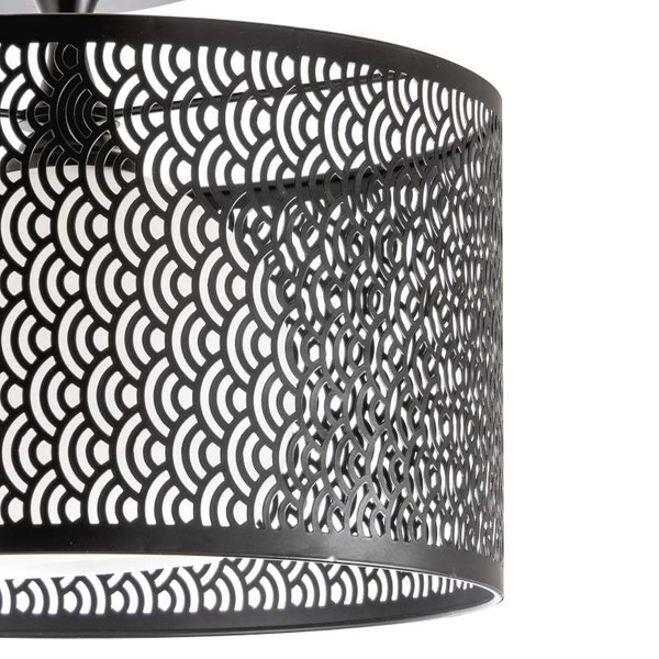 Lampa sufitowa VEN N2100/1H ażurowa kula szklana czarna biała
