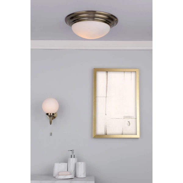 Szklana lampa sufitowa do łazienki BARCLAY BAR5075 IP44 mosiądz