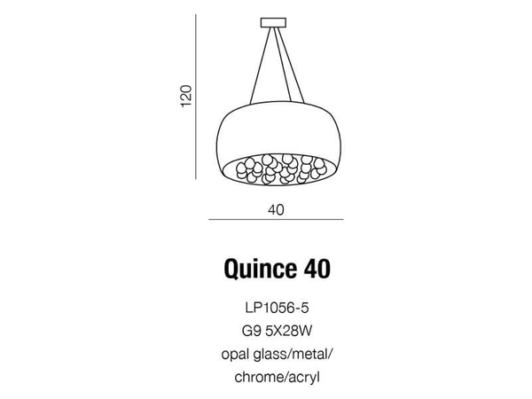 Wisząca lampa glamour Quince do pokoju kryształki biała