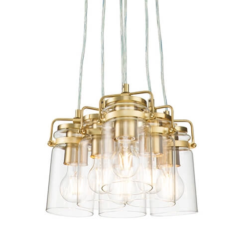 Wielopunktowa lampa zwis Brinley KL-BRINLEY6-BB Kichler przezroczysta mosiądz