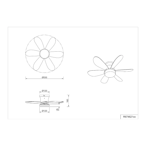 Sufitowy lampowentylator LUND R67462132 LED 8W 2700-6500K czarny