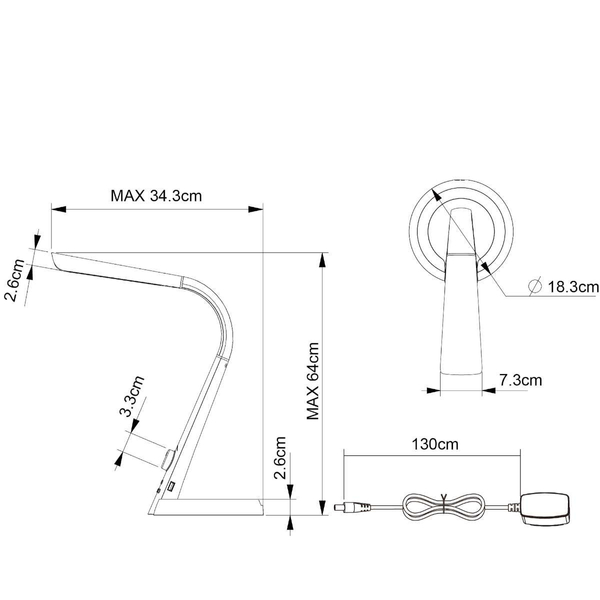 Elastyczna LAMPA stojąca MITTI 58376S Globo regulowana LAMPKA biurkowa LED 8W 3000K - 6300K z portem USB srebrna
