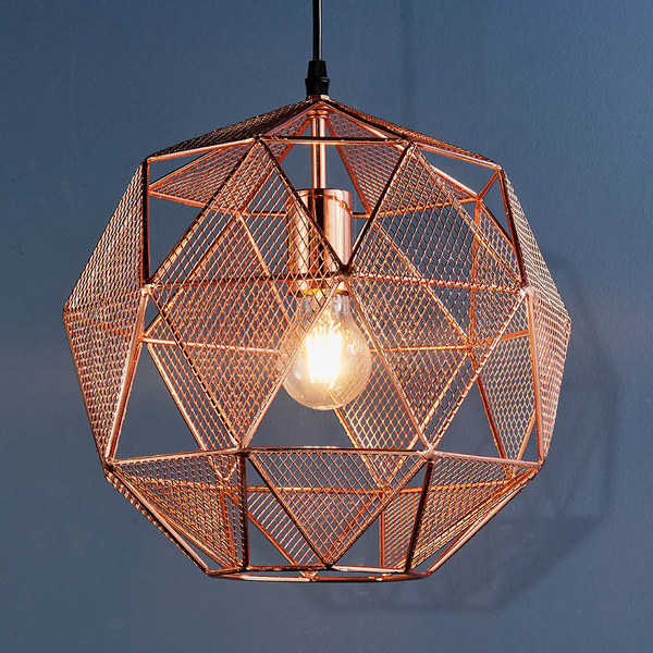 Wisząca lampa metalowa Armour 72815 do salonu ażurowa miedziana
