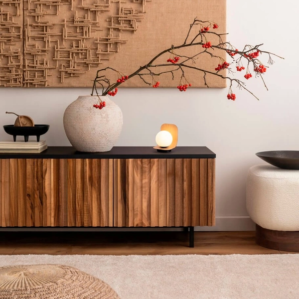 Lampka na biurko HERAS LE44296 bubble ball drewniana czarna