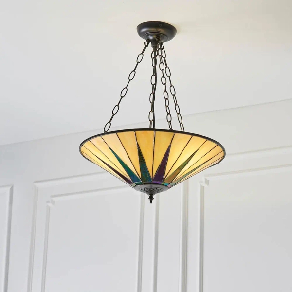 Lampa wisząca na łańcuchu Dark star 70754 szklana witrażowa kolorowa