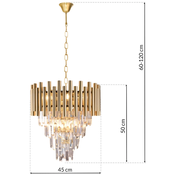 Dekoracyjna LAMPA wisząca MADISON ML5992 Milagro kryształowa OPRAWA glamour crystal ZWIS na łańcuchu złoty przezroczysty