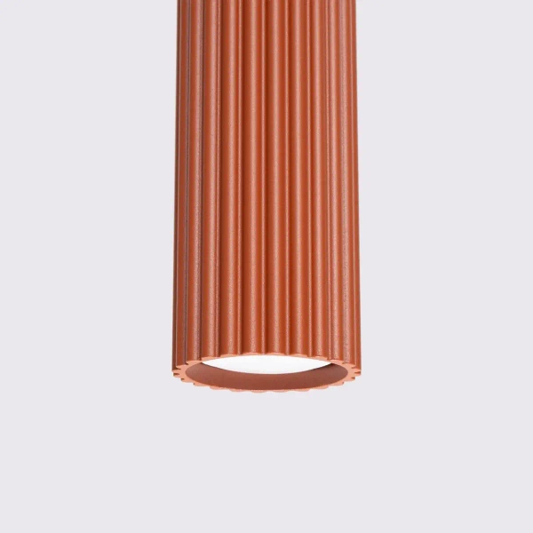 Podłużna lampa wisząca KARBON SL.1630 tuba ryflowana terakota