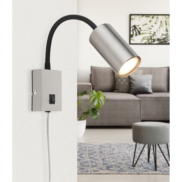 Ścienna lampa kierunkowa Robby 57911W nikiel matowy
