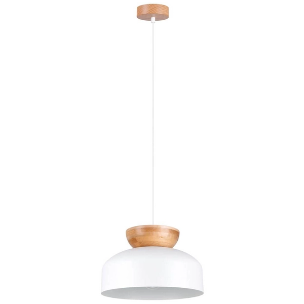 Wisząca lampa nad stół Marion SL.1350 kopuła kuchenna drewniana biała