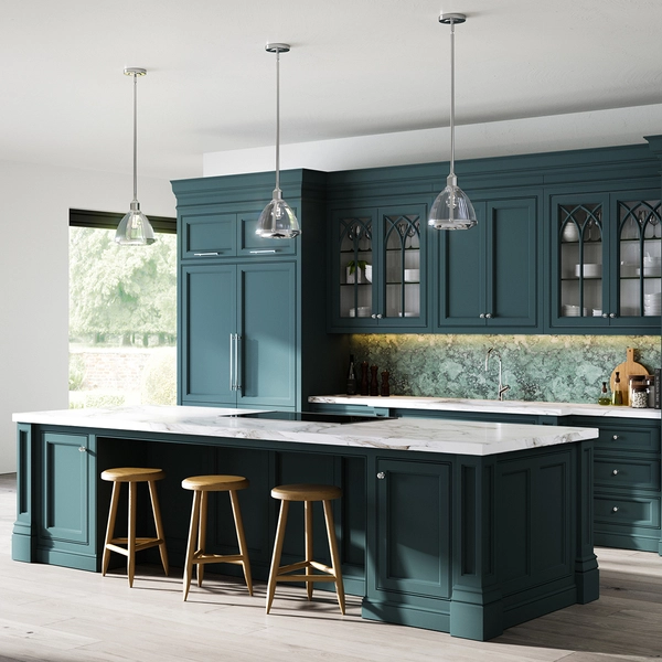 Salonowa lampa nad stół QN-ELROY-PN szklana nikiel