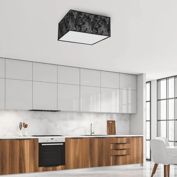 Kwadratowa lampa sufitowa Satino do pokoju czarna srebrna