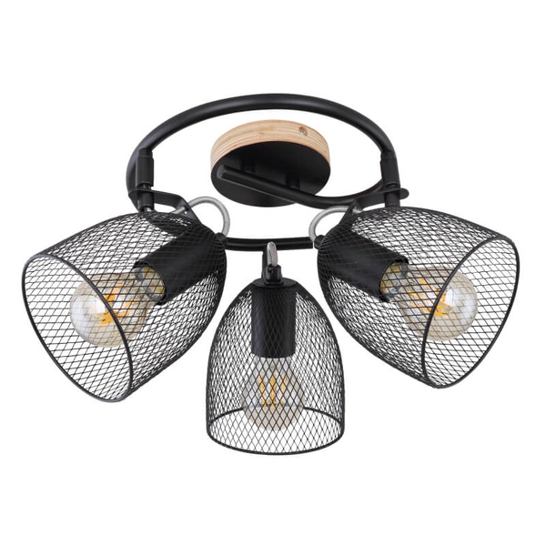 Lampa nasufitowa Josina 54034-3 z regulacją czarna drewno