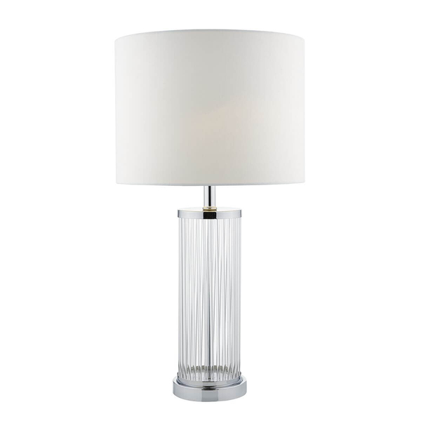 Lampka nocna szklana Olalla OLA4350-X z abażurem biała chrom