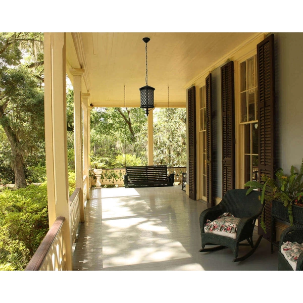 Zewnętrzna lampa wisząca Chicago K-8216 Kaja IP44 metalowa szklana czarna