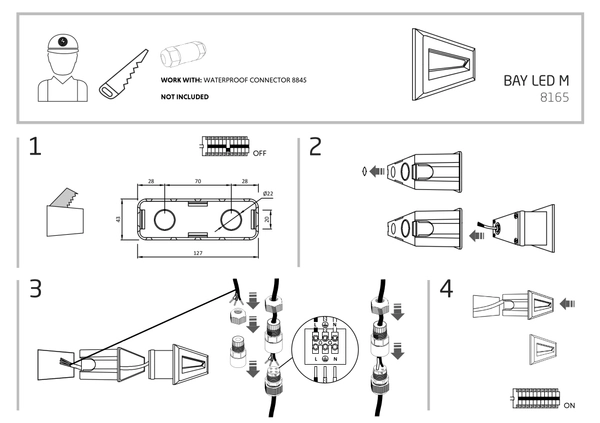 Wpust LAMPA schodowa BAY LED 8165 Nowodvorski metalowa OPRAWA zewnętrzna LED 5W 3000K outdoor IP54 czarna