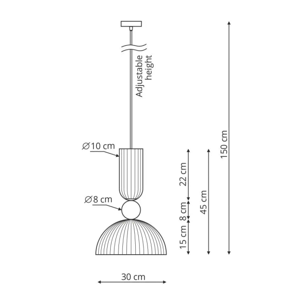 Szklana lampa wisząca Piega LP-939/1P L smoked przydymiona złota
