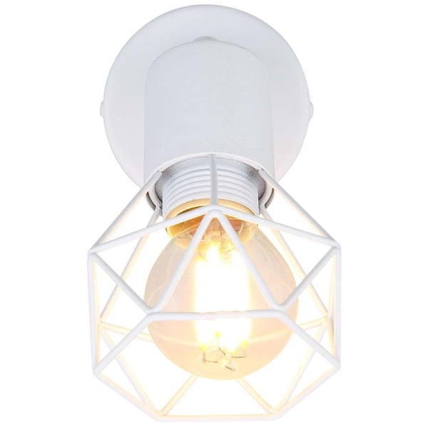 Industrialna LAMPA ścienna XARA I 54802W-1 Globo druciana OPRAWA metalowy kinkiet biały