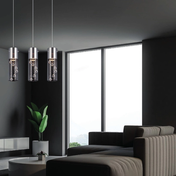 Glamour LAMPA wisząca CORDELL MDM1835-3 Italux szklana OPRAWA z kryształkami ZWIS tuby chrom przezroczyste