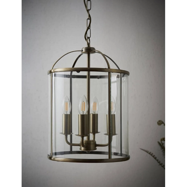 Lampa wisząca szklana kopuła antyczny mosiądz Lambeth OUTLET