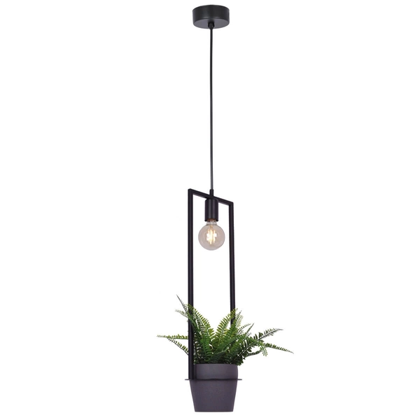 Wisząca lampa z kwietnikiem Estera K-4038 Kaja do salonu czarna