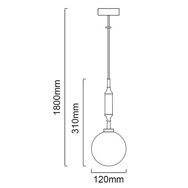 Zwis 1-płomienny Ero I biała kula ball szklana do kuchni