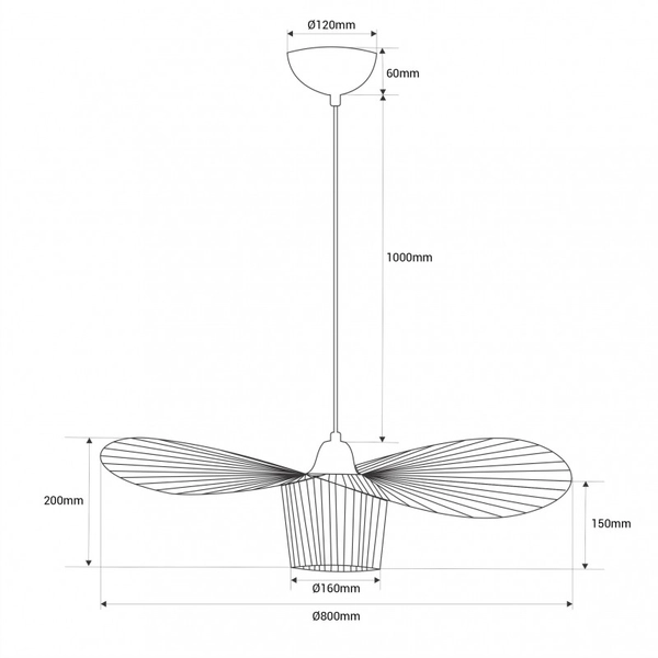 Druciana lampa zwisająca Petti ABR-PETTI-80 Abruzzo do jadalni czarna
