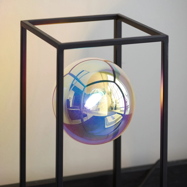 Futurystyczna lampa stołowa kula L&-197137 Light& klatka czarna