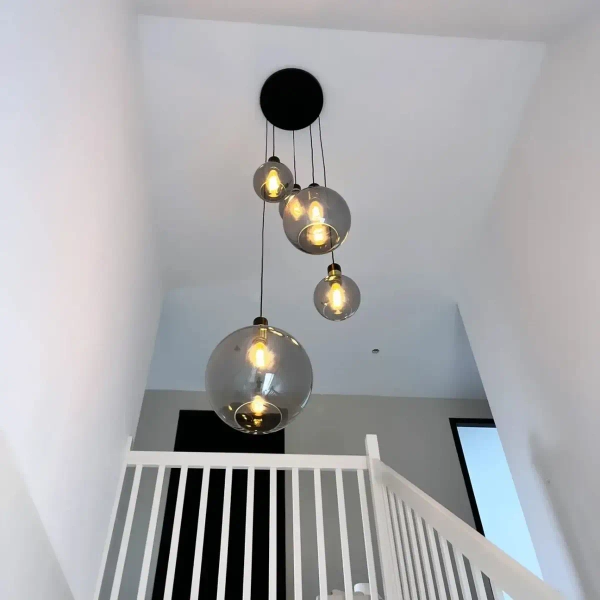 Szklana lampa wisząca Julius 34438/05/65 Lucide kaskada czarna złota