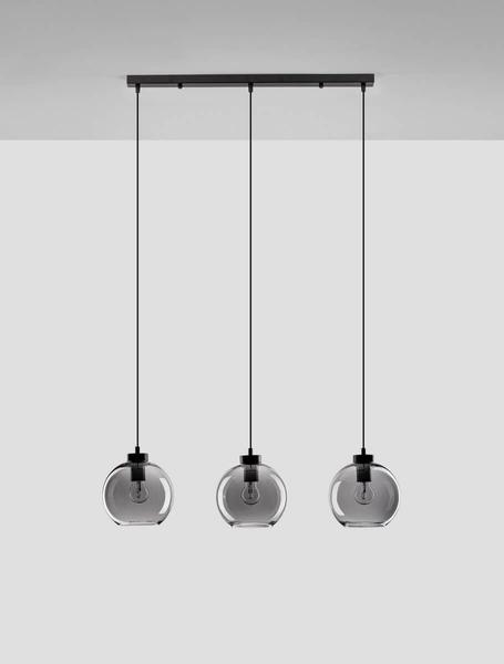 Czarna lampa wisząca Repos szklane kule na listwie loft