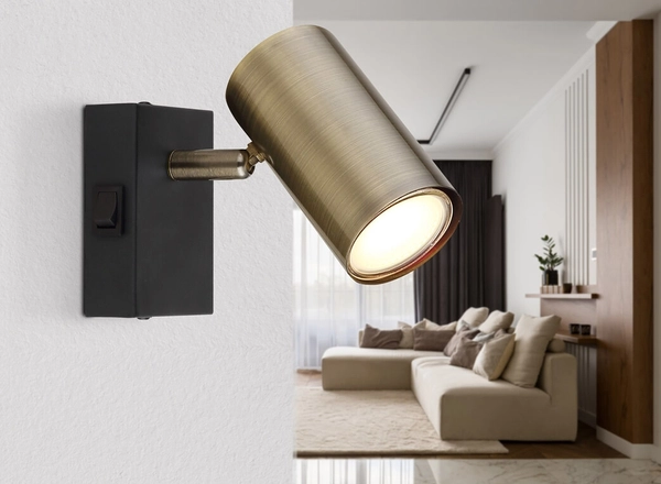 Lampa reflektorowa Robby 57911-1M kinkiet czarny mosiądz