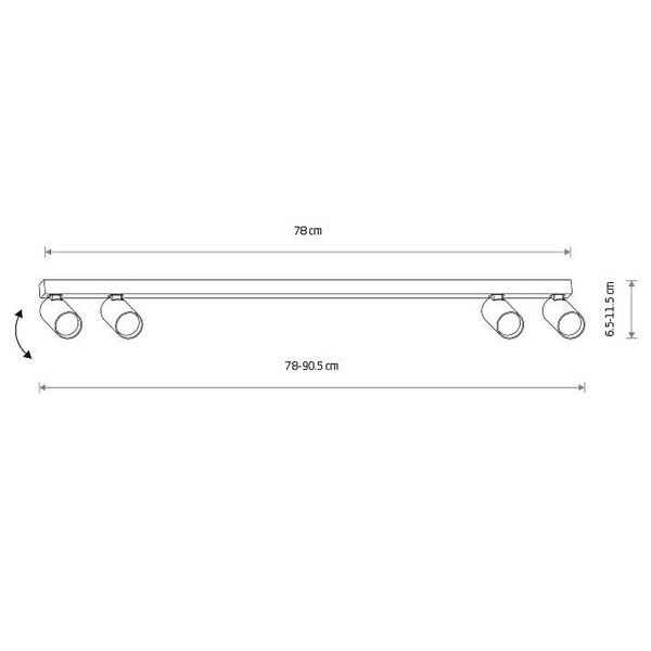Podłużna lampa sufitowa Fourty 11467 regulowane tuby jedwabisty grafit