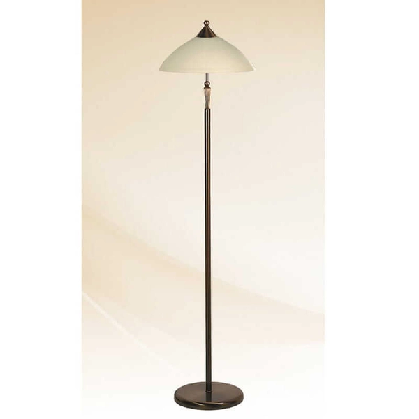 Podłogowa lampa stojąca Regina vintage do salonu brąz kremowa