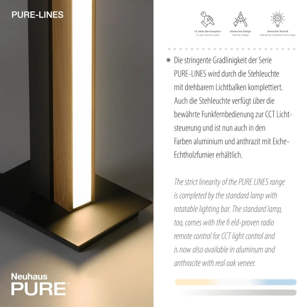Podłogowa lampa PURE-LINES brązowa antracyt 451-79 1xLED 21W CCT z pilotem