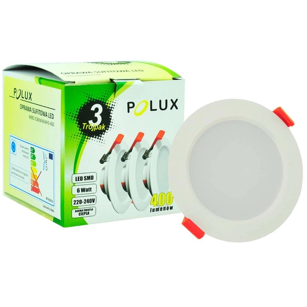 Wpuszczane LAMPY sufitowe MIRO 304605 Polux zestaw 3 podtynkowych OPRAW okrągłych LED 18W 3000K do zabudowy IP44 białe