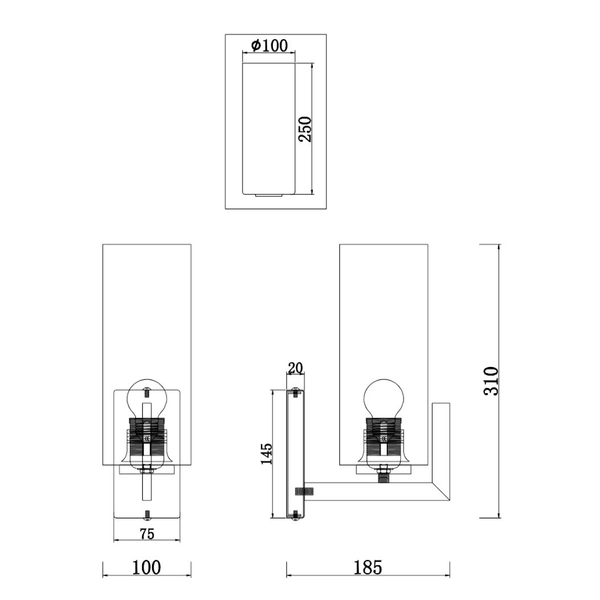 LAMPA ścienna FORTANO MOD089WL-01BS Maytoni szklana OPRAWA kinkiet tuba modernistyczna biała mosiądz