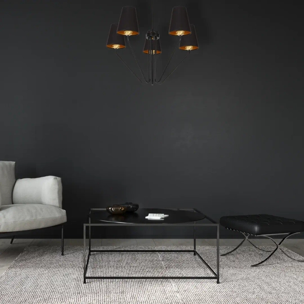 Abażurowa lampa wisząca VICTORIA BLACK MLP4913 tkaninowa czarna