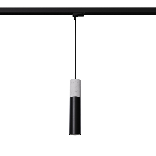 Wisząca lampa tuba trzyfazowa BORGIO MYL.00132 beton z żarówką czarny szary