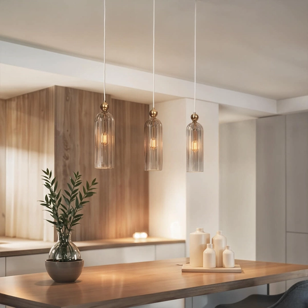 Potrójna lampa wisząca Regina 1240 szklane tuby złoty przydymiony brąz