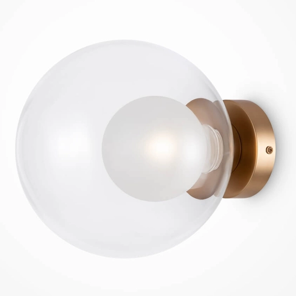 Naścienna lampa kula Basic form MOD521WL-01G3 Maytoni złoty przezroczysty