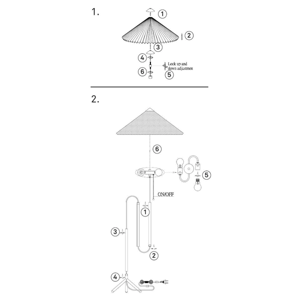 Podłogowa lampa Plisado 108761 Markslojd metal tkanina czarny szary