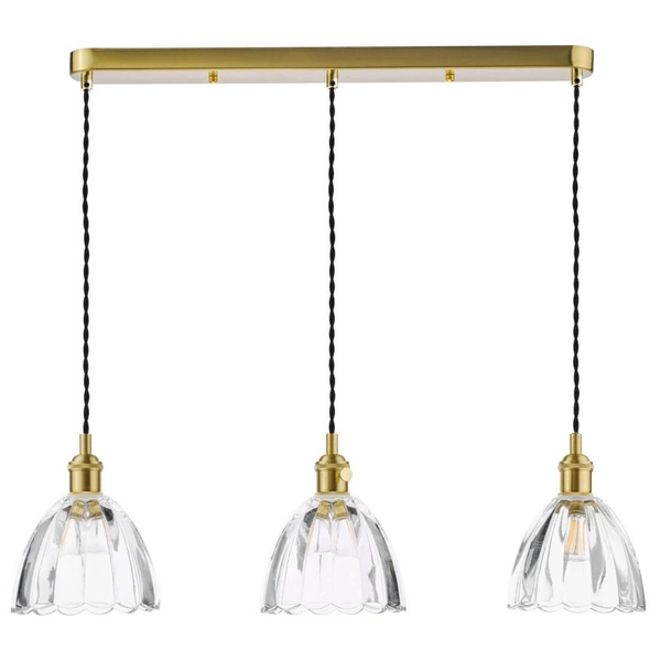 Szklana lampa wisząca Hadano HAD3640-11 do salonu mosiądz przezroczysty