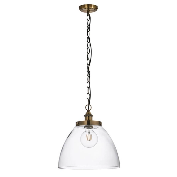 Wisząca lampa nad stół Hansen Grand 102926 szklana mosiądz przezroczysta