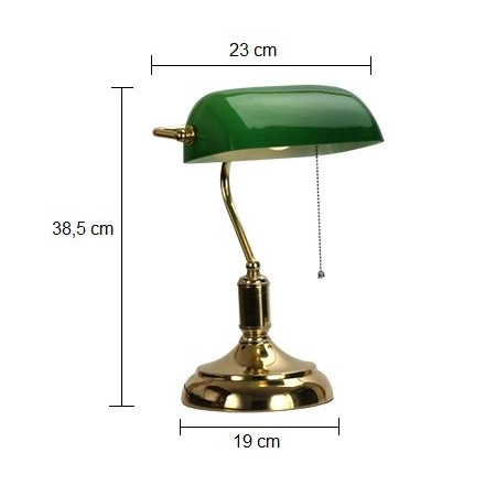 Bankierska lampa stołowa BANKER Abigali do gabinetu stojąca zielona złota