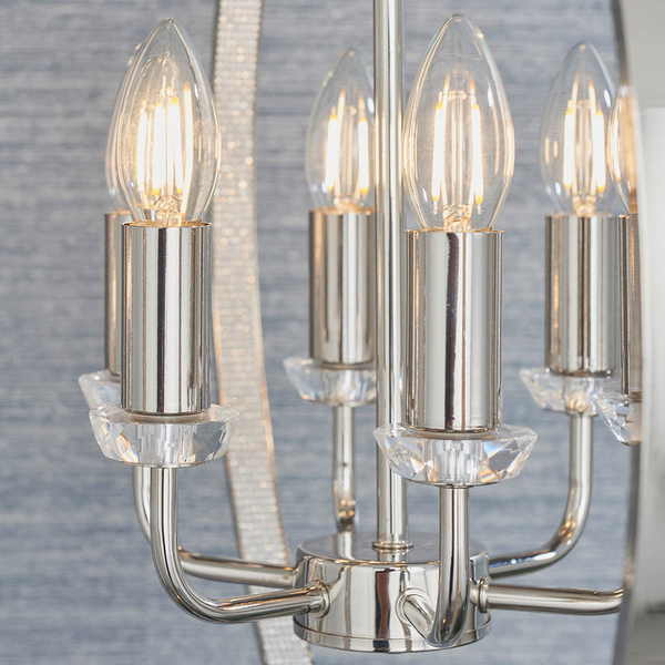 Wisząca lampa retro Ritz 81508 kulista świecznikowa srebrny