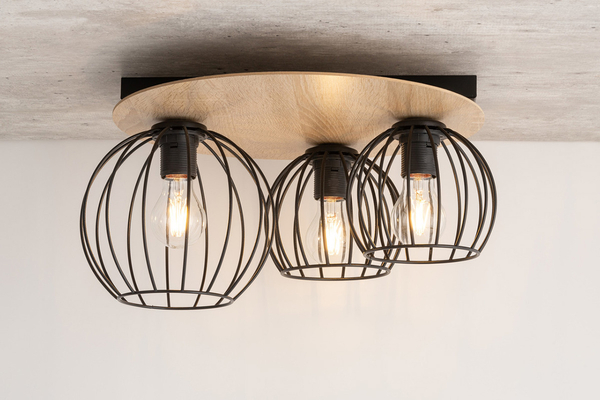 Lampa sufitowa Cyber 32356 druciak do przedpokoju czarny drewno